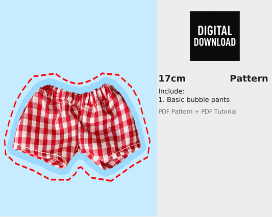 15.5–17cm Basic Pants Pattern – Eggroll Style Compatible for Labubu size dolls | PDF Sewing Pattern
