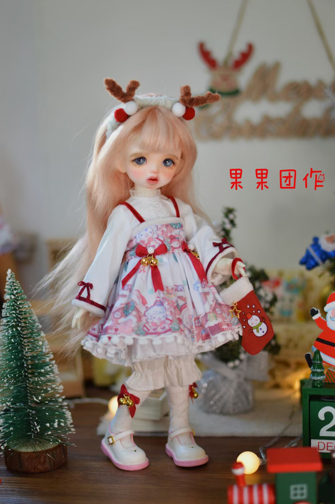 果果 1/6 BJD Doll Dress Pattern - xmas dress- seam allowance include