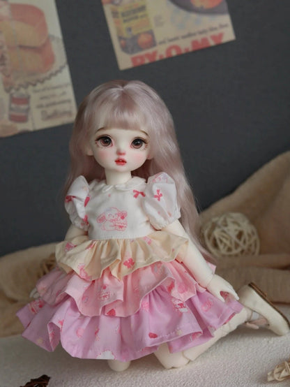 果果 1/6 BJD Doll Dress Pattern - Caked dress with apron- seam allowance include