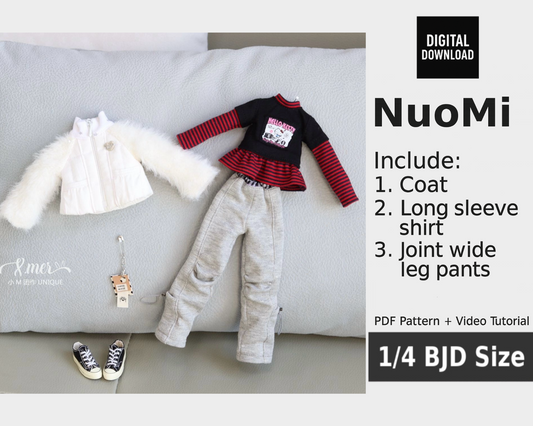 小Mer BJD 1/4 BJD DOLL Clothes Patterns -NuoMi- no seam allowance included