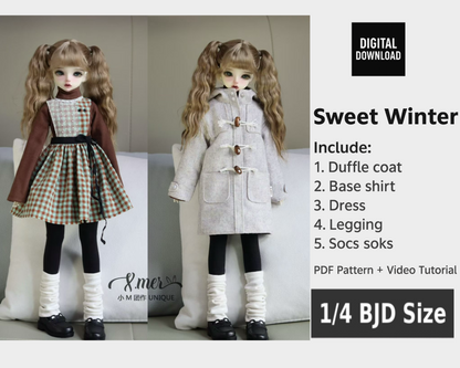 Patrones de ropa para muñecas BJD 1/4 BJD Sleepy Rain (Nota: tutorial de 2 horas de duración, no para principiantes) -Peaches-sin margen de costura incluido