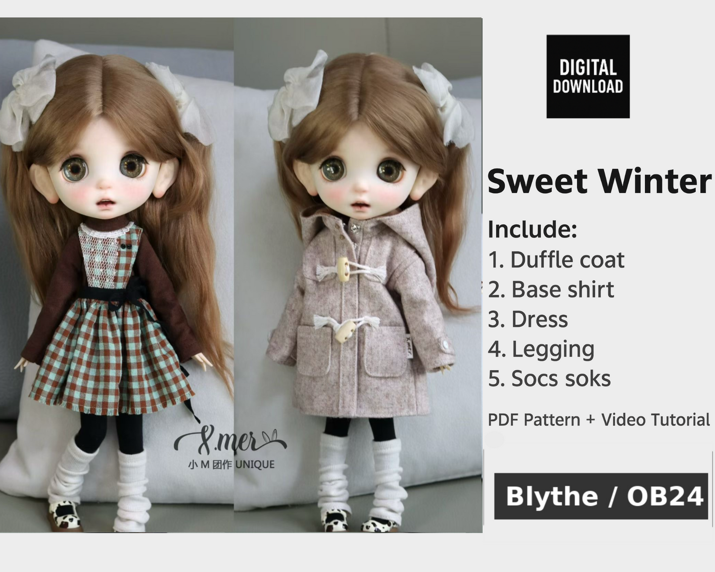 Patrones para muñecas Blythe OB 24 - Bajo la luna - Sin margen de costura incluido