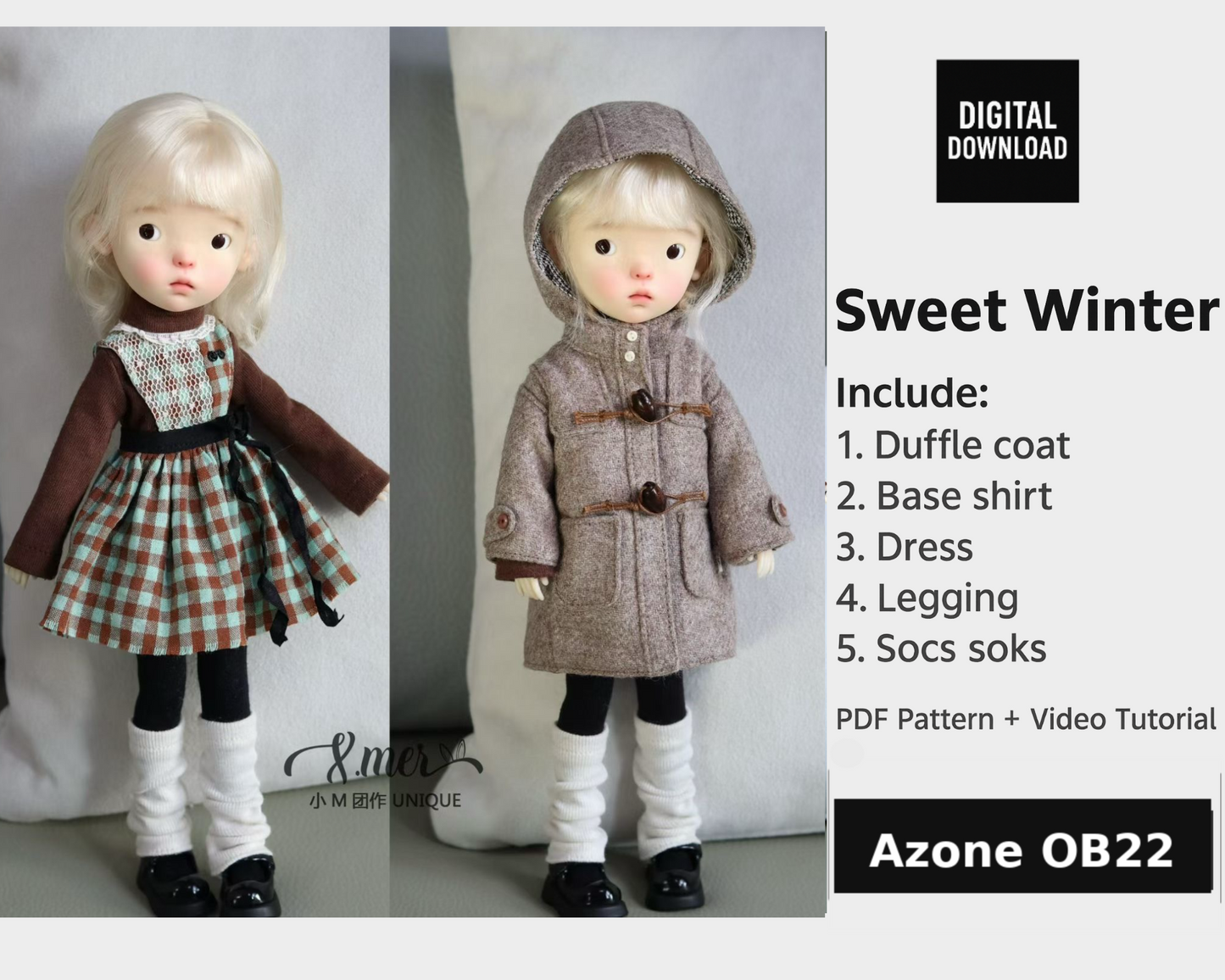 Patrones de ropa para muñecas Blythe - Pequeña enfermera (sin margen de costura incluido)