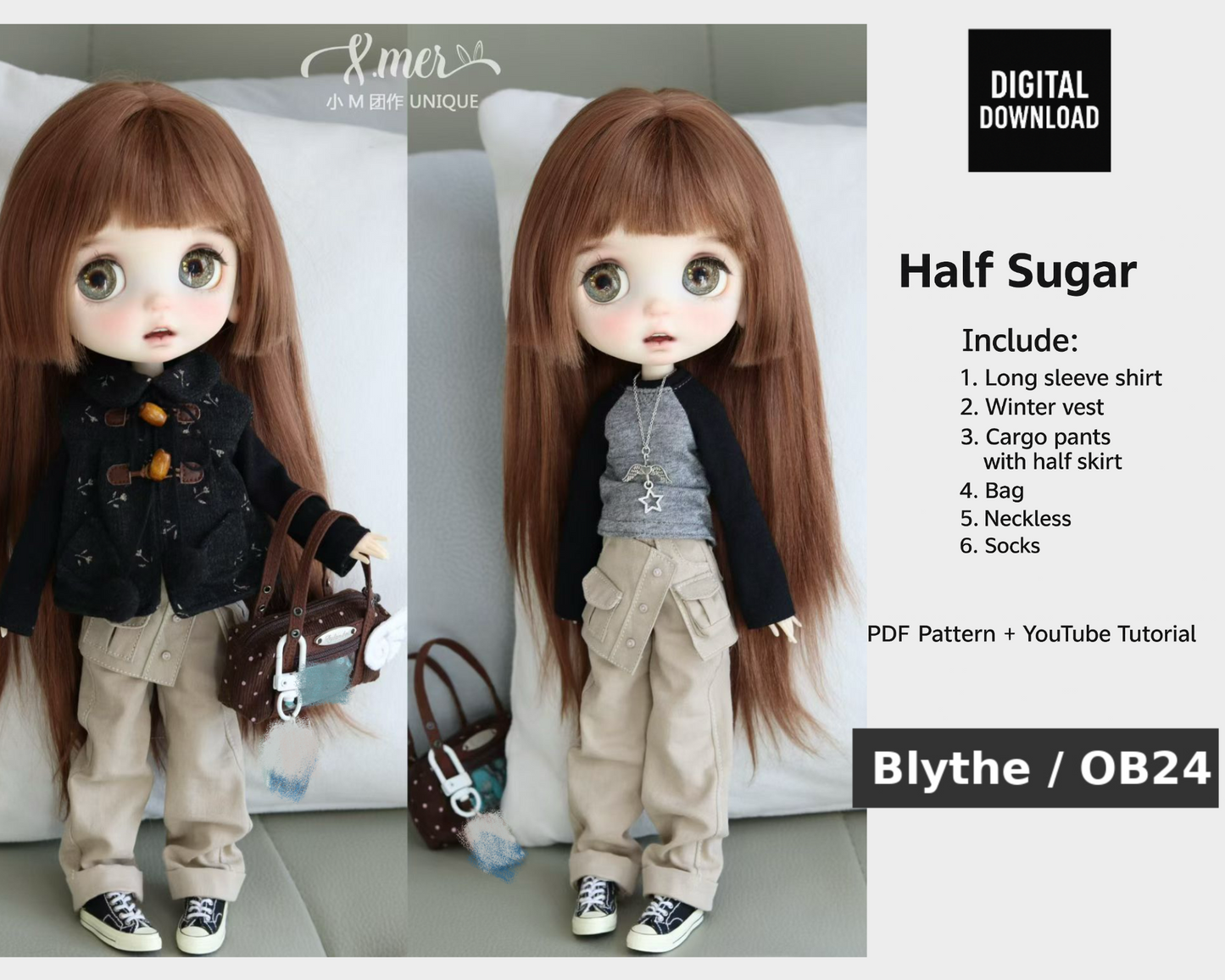 Patrones para muñecas Blythe OB 24 - Bajo la luna - Sin margen de costura incluido