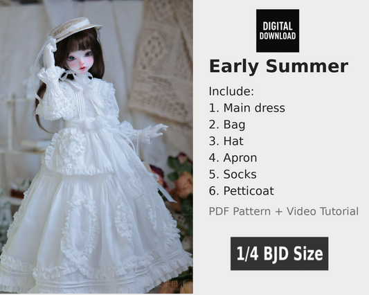 果果 Patrón de vestido de muñeca BJD 1/4 - NO.9 - con margen de costura