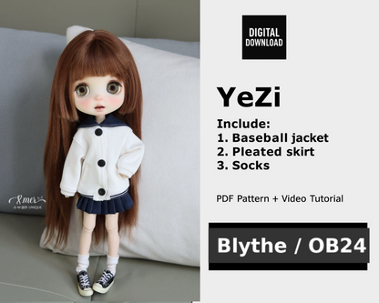 小Mer Blythe OB 24 DOLL Patterns -YEZI-no seam allowance included