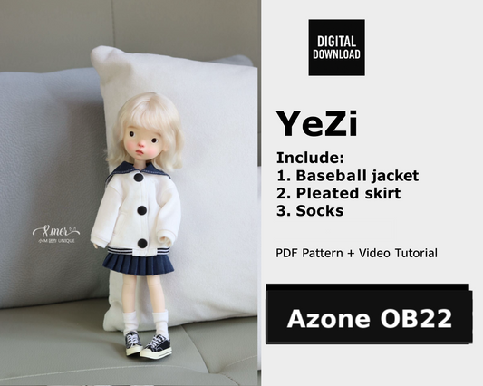 小Mer Azone ob22  Doll Clothes Patterns - YEZI- no seam allowance included