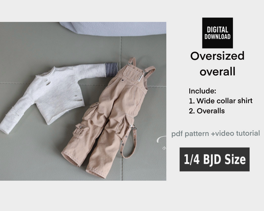 小Mer BJD 1/4 BJD DOLL Clothes Patterns -oversized overalls- no seam allowance included