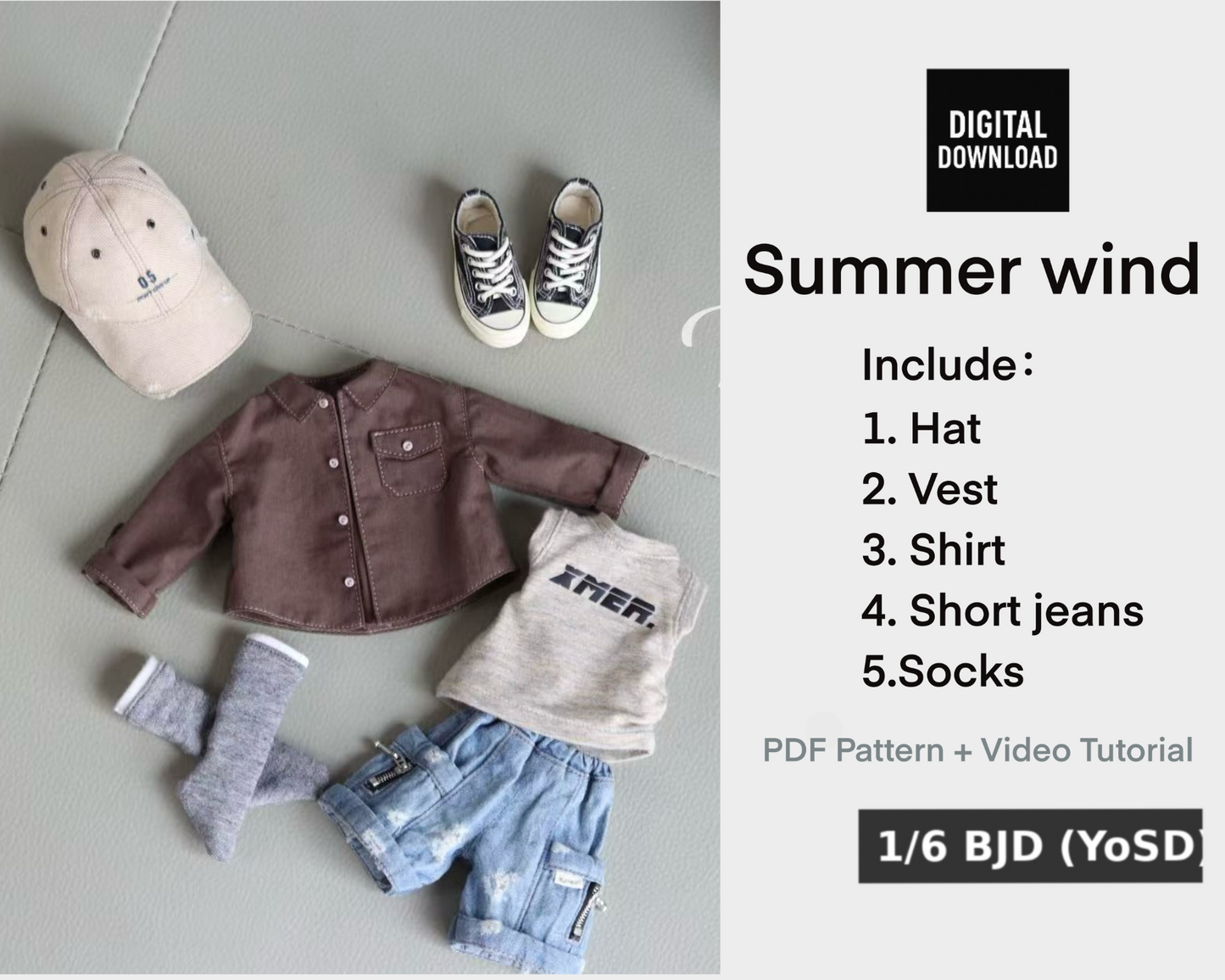 Patrones de ropa y vestidos para muñecas BJD 1/6 de 小Mer - Galletas - Sin margen de costura incluido