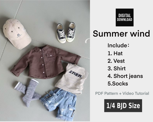 Patrones de ropa para muñecas BJD 1/4 BJD Sleepy Rain (Nota: tutorial de 2 horas de duración, no para principiantes) -Peaches-sin margen de costura incluido