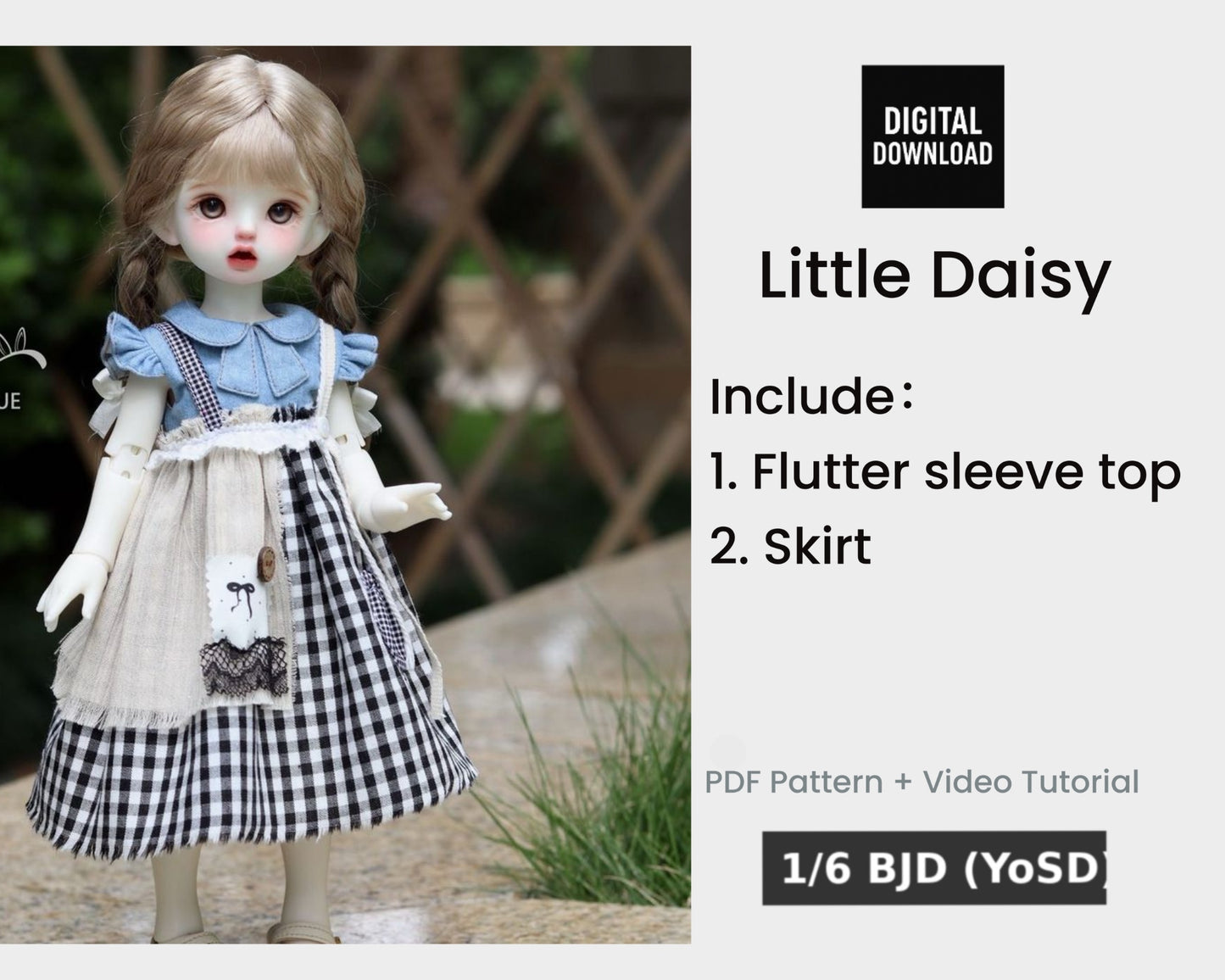 Patrones de ropa y vestidos para muñecas BJD 1/6 de 小Mer - Galletas - Sin margen de costura incluido