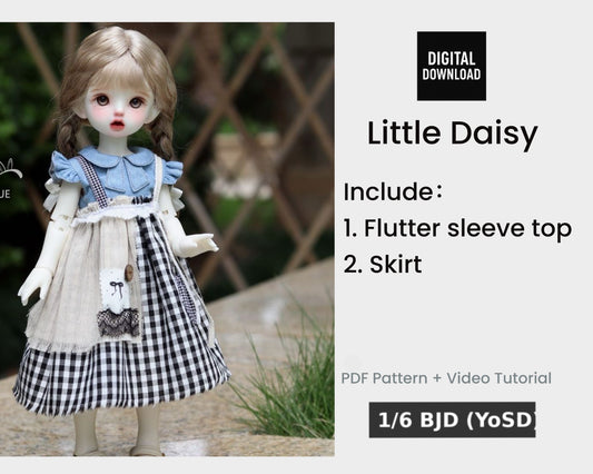 小Mer BJD 1/6 BJD DOLL 服 ドレス パターン - クッキー - 縫い代は含まれていません