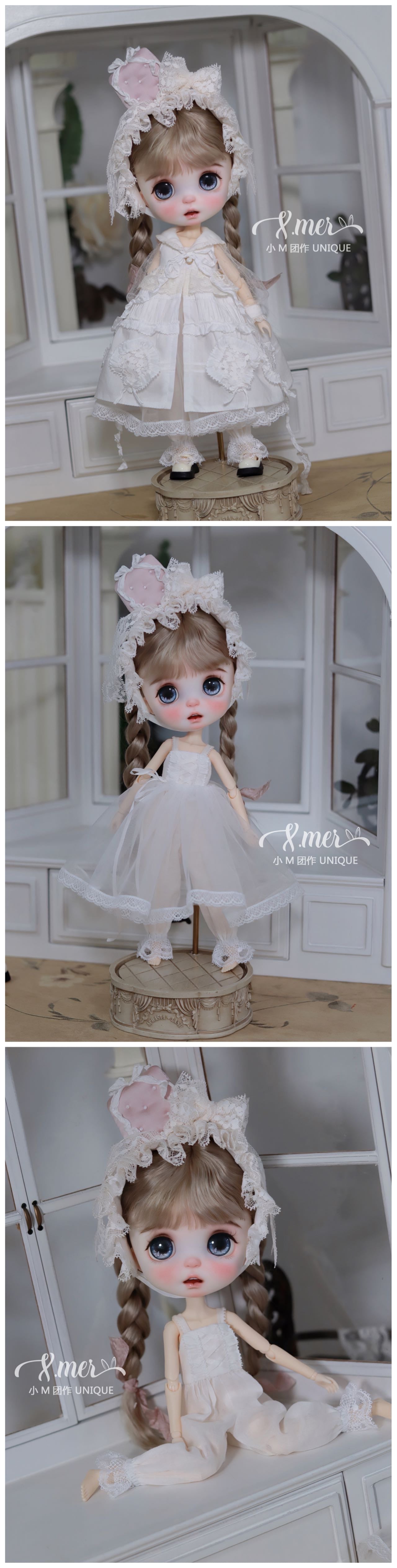 小Mer BJD 1/6 BJD DOLL Clothes Dress Patterns -Pillow-no seam allowance included