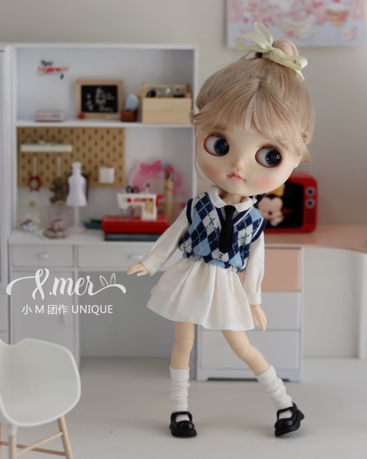 小Mer BJD 1/6 BJD DOLL Clothes Dress Pattern -School Uniform dress-no seam allowance included