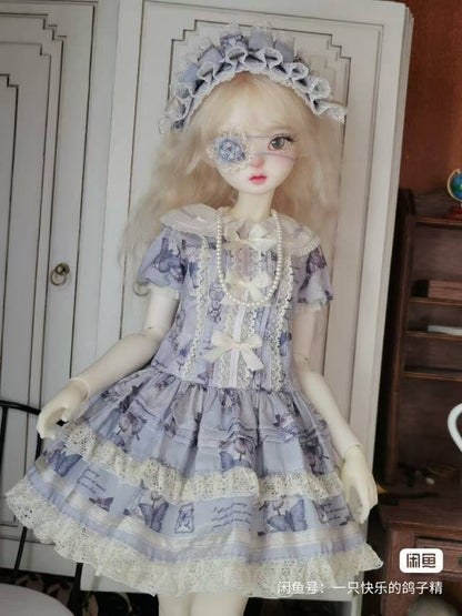 Patrón de vestido para muñeca BJD 阿彩 1/4 - Falda plisada en capas (difícil, no para principiantes) incluye margen de costura de 5 mm