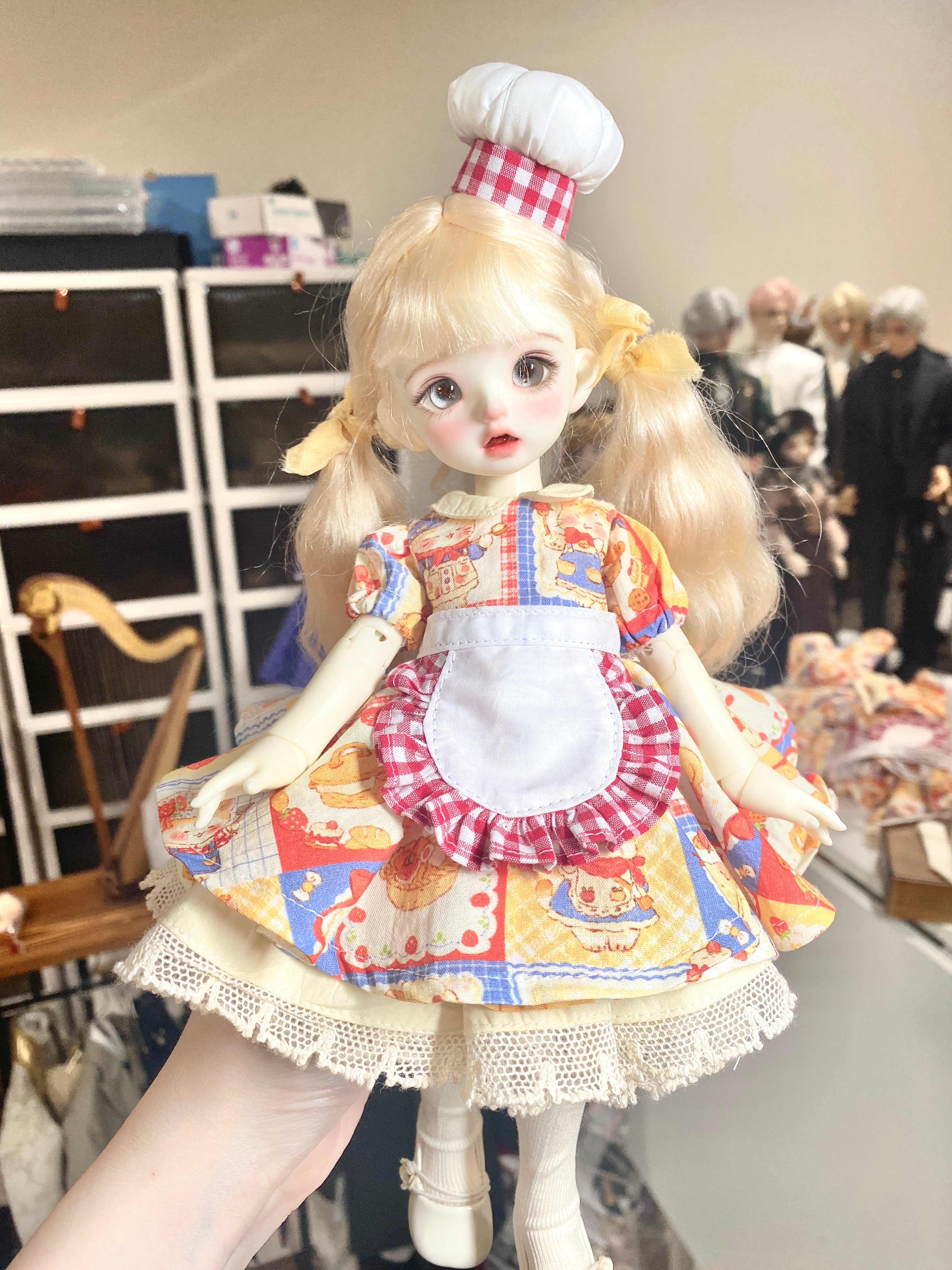1/6 BJD Yosd Clothes- Chef- BJD Outfit – Dress + Apron + Hat +