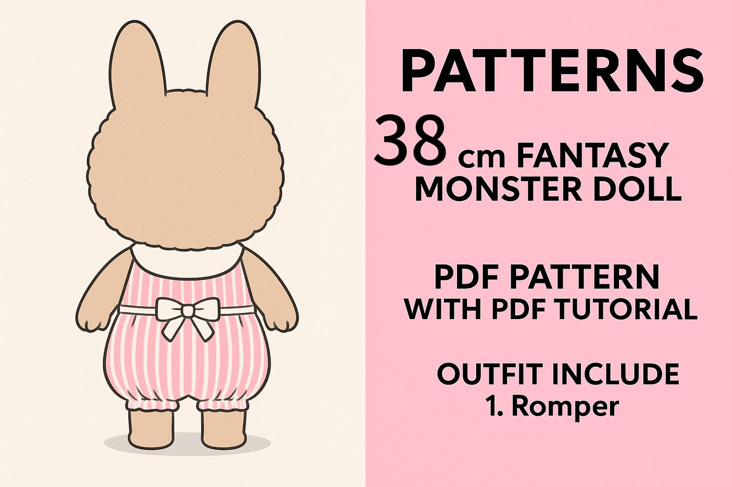 ¡Lea antes de comprar! Patrón de ropa para muñeca LABUBU Macaron: Patrón en inglés, sin margen de costura, videotutorial, sin reembolso.