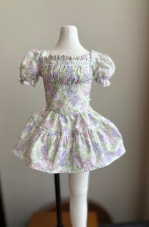 Lavender Bloom Puff Dress – Ready-Made Outfit | Fits 1/4 BJD (Bust 16–19cm, Waist 11–13cm)