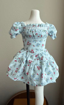 Lavender Bloom Puff Dress – Ready-Made Outfit | Fits 1/4 BJD (Bust 16–19cm, Waist 11–13cm)
