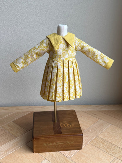 YoSD BJD Dress | Long Sleeve Double-Layer Pleated Dress | Fully Lined Doll Outfit | 1/6 Scale BJD Clothing