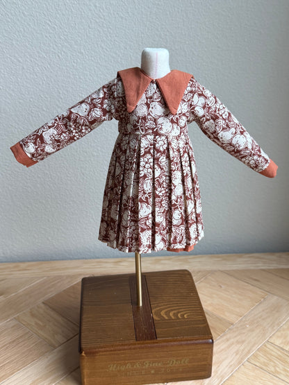 YoSD BJD Dress | Long Sleeve Double-Layer Pleated Dress | Fully Lined Doll Outfit | 1/6 Scale BJD Clothing