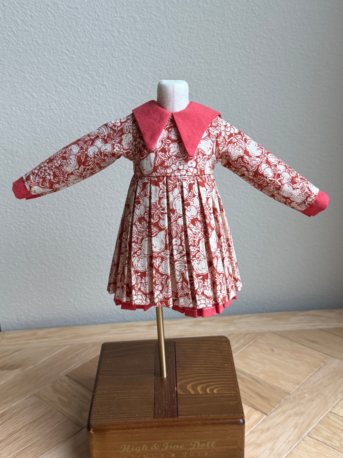 YoSD BJD Dress | Long Sleeve Double-Layer Pleated Dress | Fully Lined Doll Outfit | 1/6 Scale BJD Clothing