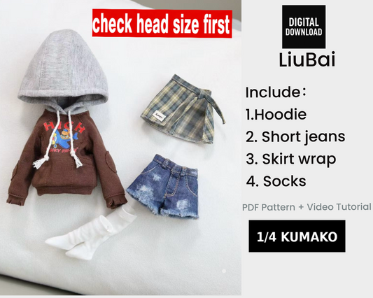 小Mer 1/4 KUMAKO BJD Doll Dress Pattern - LiuBai-no seam allowance included