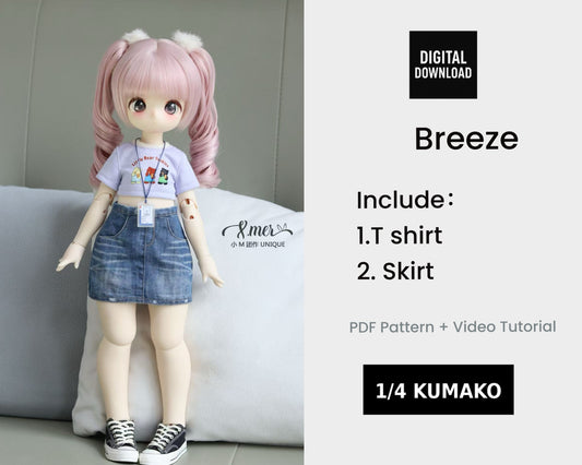 小Mer 1/4 KUMAKO BJDドール用ドレスパターン - フラワーバブル - 縫い代は含まれません