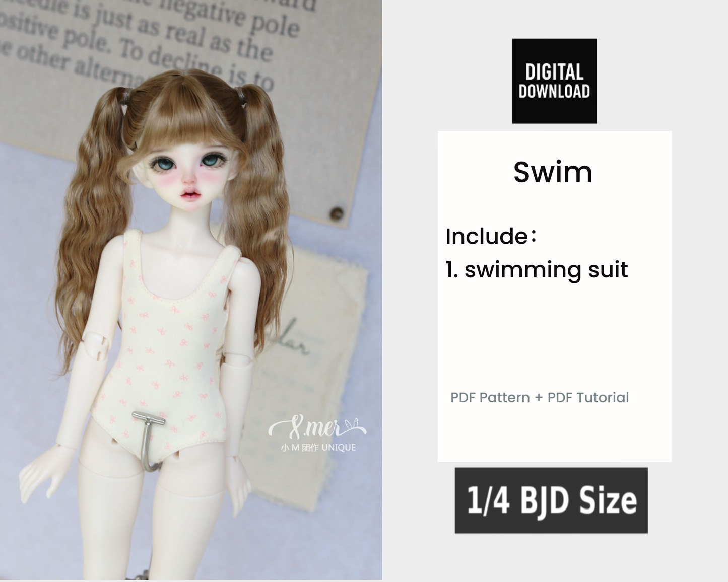 小マー BJD 1/4 BJD ドール 服パターン - セーラーバニー 縫い代は含まれていません