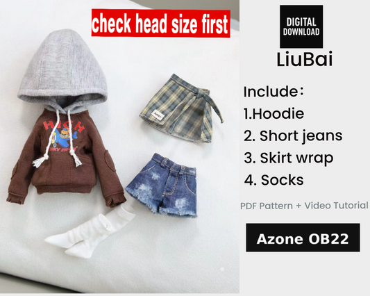小Mer Azone ob22  Doll Clothes Patterns - LiuBai- no seam allowance included
