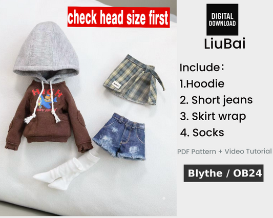 小Mer Blythe OB 24 DOLL Patterns -LiuBai-no seam allowance included