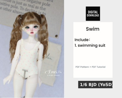小Mer BJD 1/6 BJD DOLL 服 ドレス パターン - クッキー - 縫い代は含まれていません
