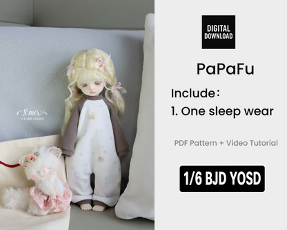小Mer BJD 1/6 BJD DOLL 服 ドレス パターン - クッキー - 縫い代は含まれていません