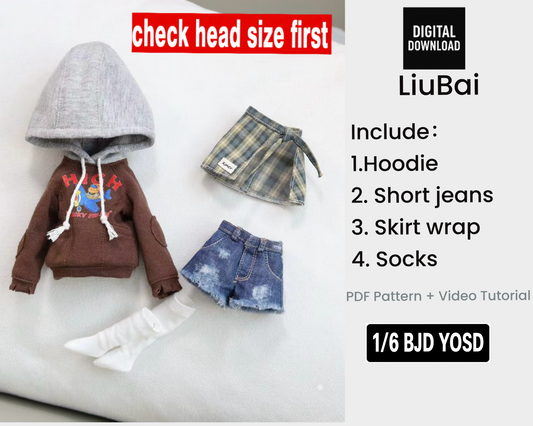 小Mer BJD 1/6 BJD DOLL Clothes Dress Patterns -LiuBai-no seam allowance included