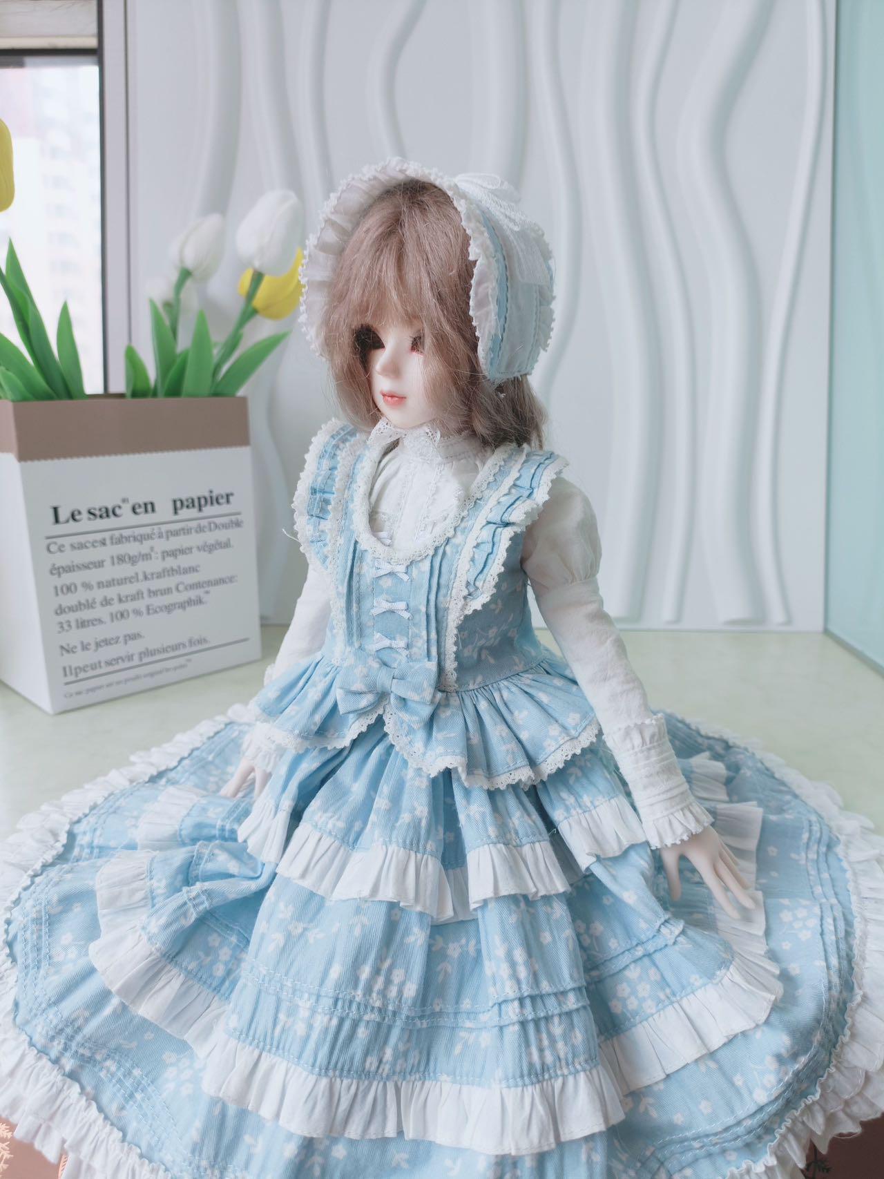 阿彩 1/4 BJD Doll Dress Pattern - Layered pleated Skirt (Hard, not for beginner)inclue 5mm seam allowance