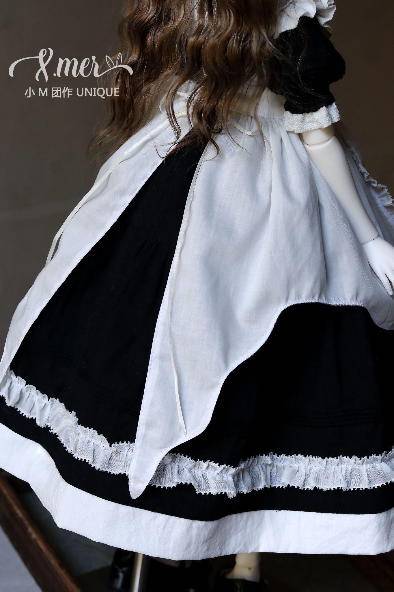 小Mer BJD 1/3 BJD DOLL Patterns - British Maid Dress with Apron-no seam allowance included