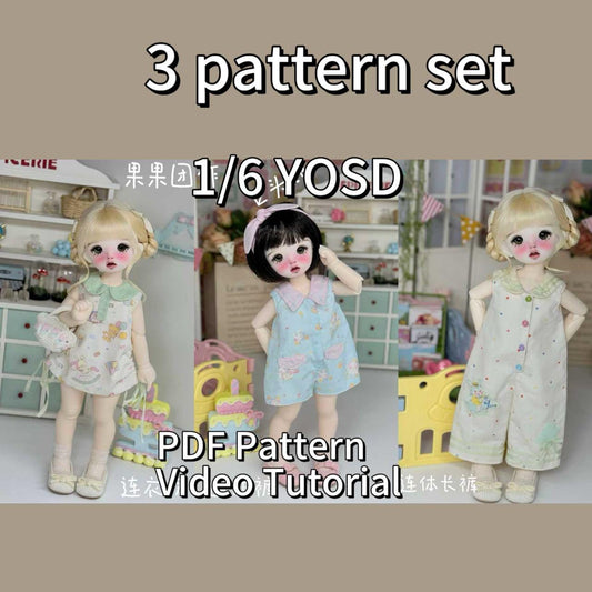 果果 1/6 BJD Doll Dress Pattern - 3 different piece as a set - no seam allowance