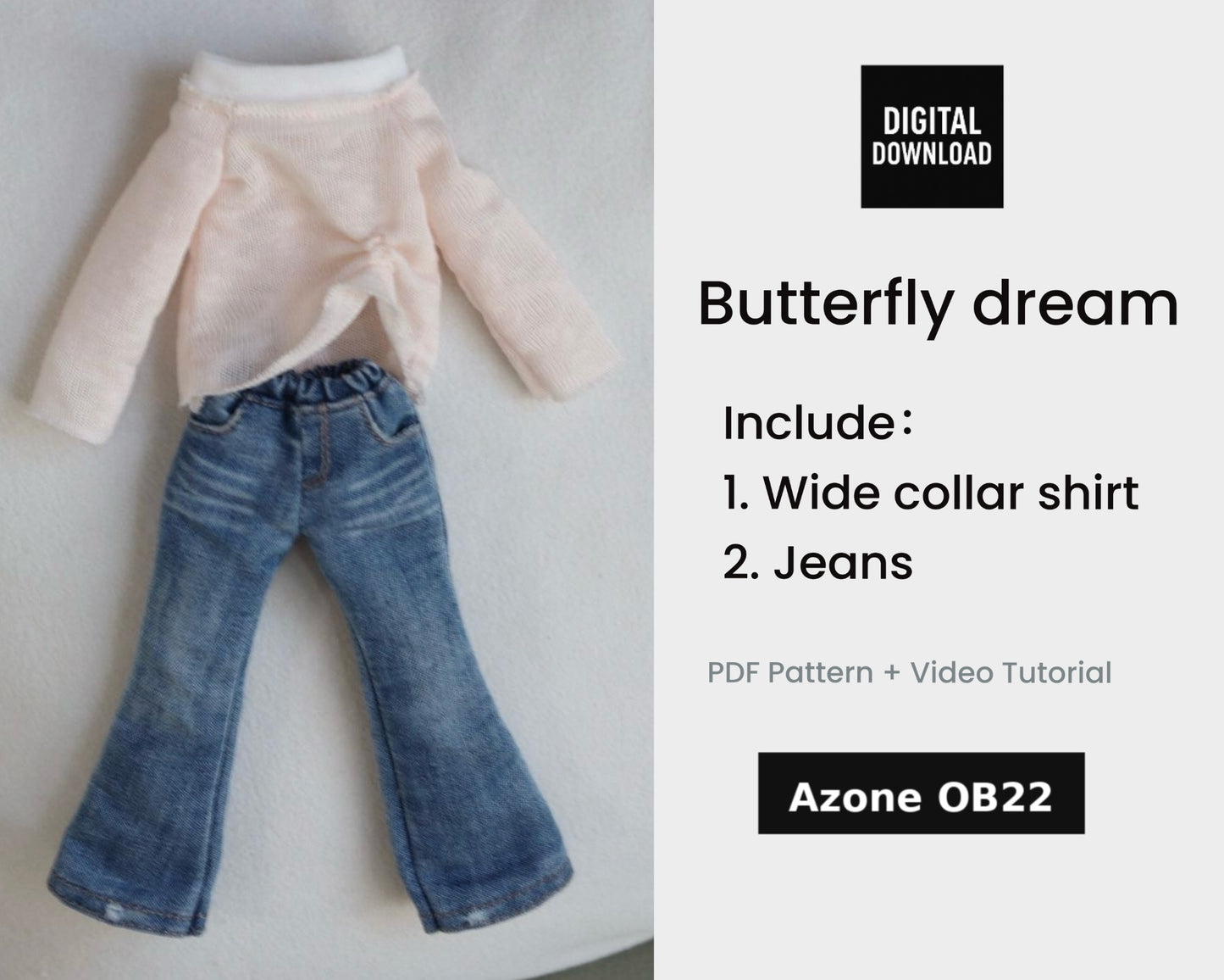 Patrones de ropa para muñecas Blythe - Pequeña enfermera (sin margen de costura incluido)