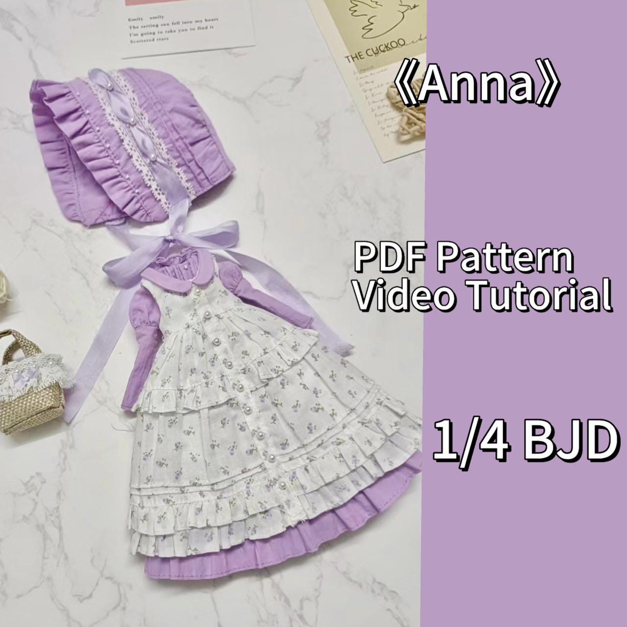 阿彩 1/4 BJD Doll Dress Pattern - Anna-inclue 5mm seam allowance