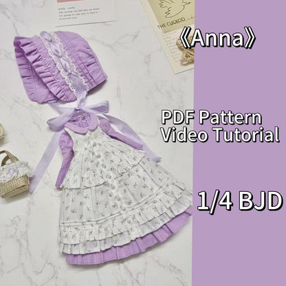 阿彩 1/4 BJD Doll Dress Pattern - Anna-inclue 5mm seam allowance