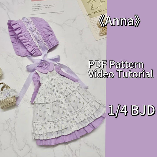 阿彩 1/4 BJD Doll Dress Pattern - Anna-inclue 5mm seam allowance