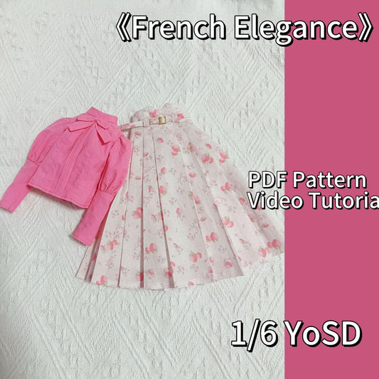 阿彩 1/6 BJD Doll Dress Pattern - French Eleganceinclue 5mm seam allowance