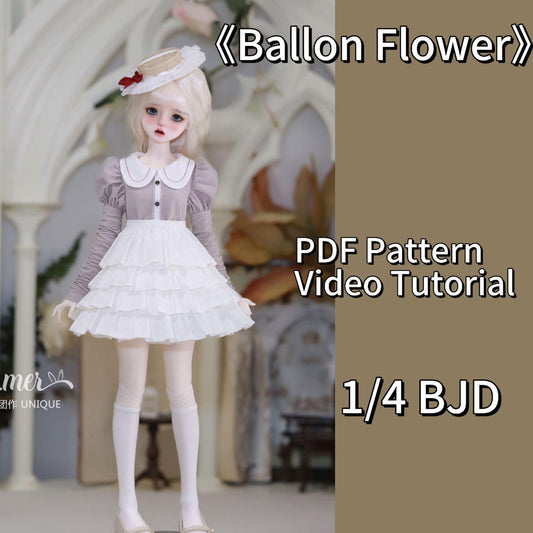小Mer BJD 1/4 BJD DOLL Patterns Ballon Flower (Note: Hat is not easy to make, long tutorial) -Peaches-no seam allowance included