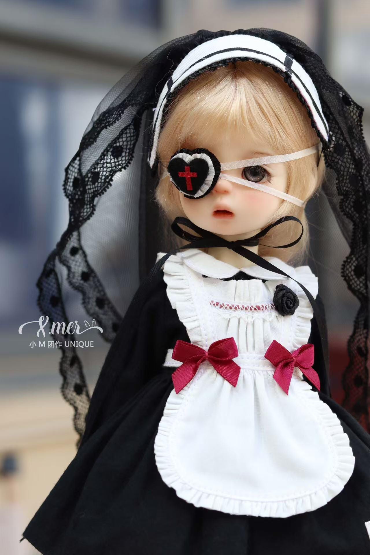 小Mer BJD 1/4 BJD DOLL Patterns dress apron set -Blackberry-no seam allowance included