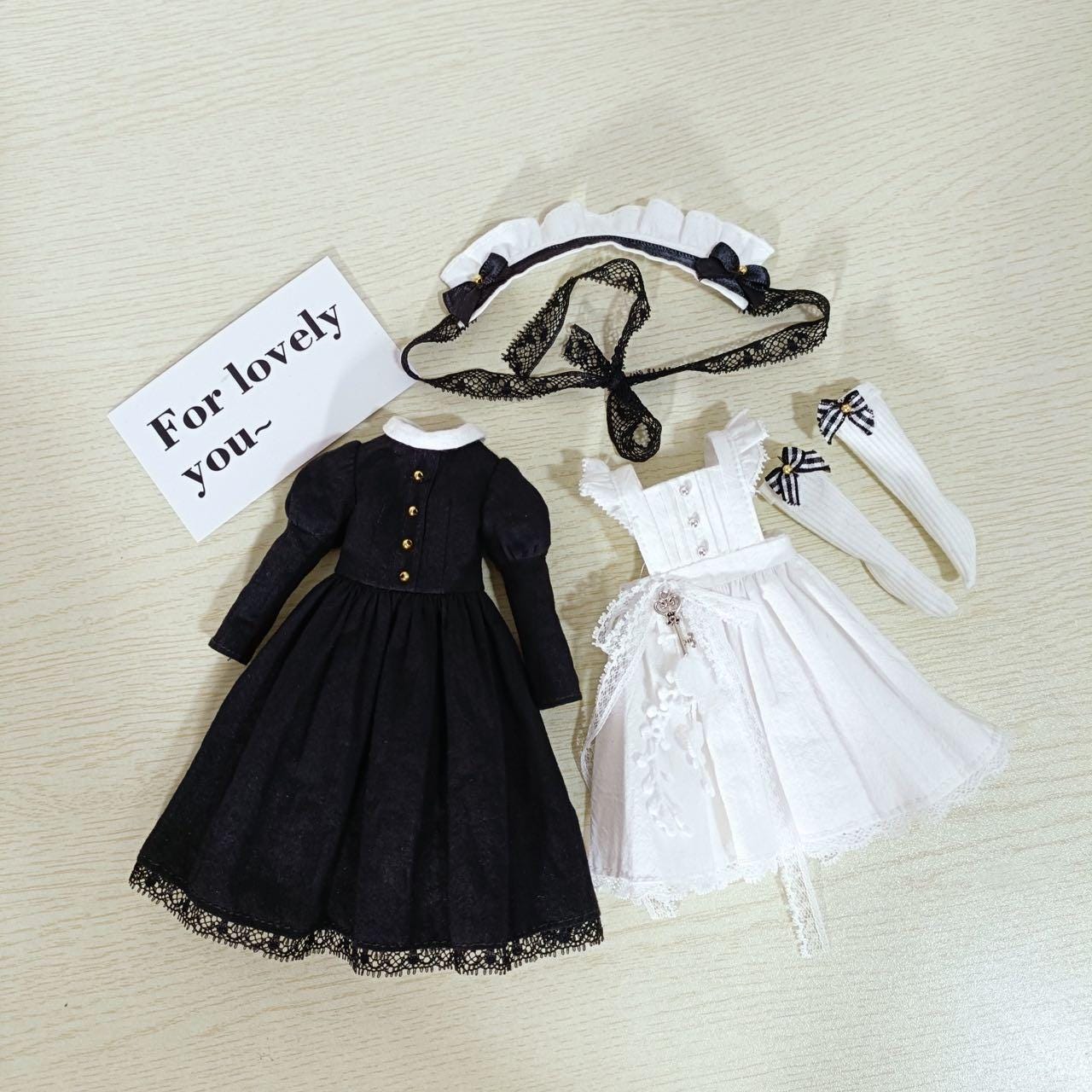 阿彩 1/4 BJD Doll Dress Pattern - Maid-inclue 5mm seam allowance