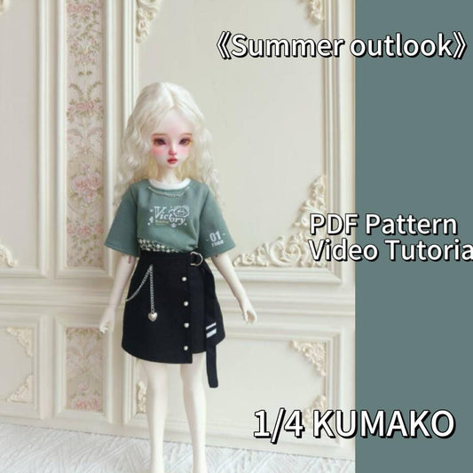 阿彩 1/4 KUMAKO BJD Doll Dress Pattern - Summer Outlook-inclue 5mm seam allowance