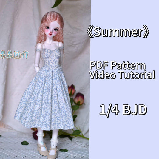 果果 1/4 BJD Doll Dress Pattern - Summer: strap dress and cardigan- with seam allowance