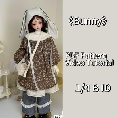 果果 1/4 BJD Doll Dress Pattern - Bunny -no seam allowance