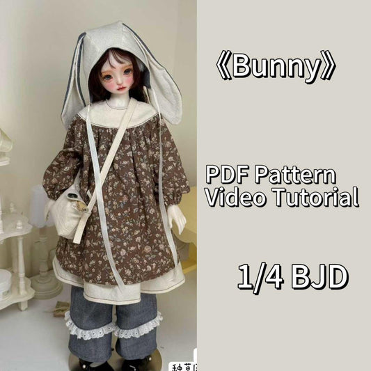 果果 1/4 BJD Doll Dress Pattern - Bunny -no seam allowance