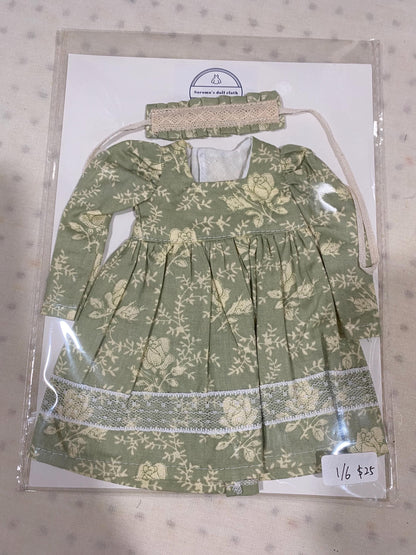 1/6 BJD YOSD clothes dress- vintage style 2 color abailabe. with hair band